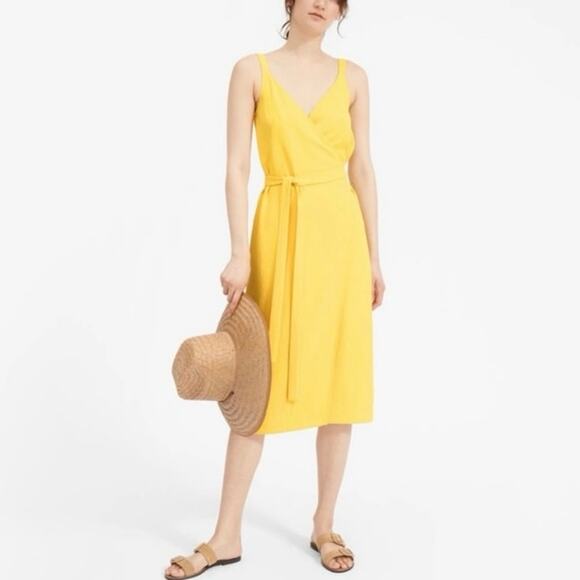Everlane The Japanese Goweave Tank Wrap Dress Yellow Size 2 - Picture 9 of 9